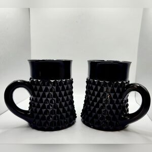 2 black glass mugs 8oz